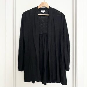J.Jill 100% Linen Women's Open Front Knit Cardigan Size M Black Lightweight